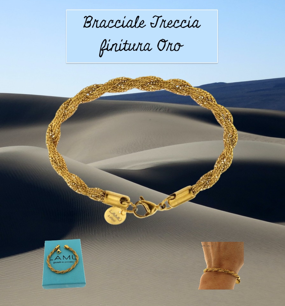 Bracciale  treccia finitura oro