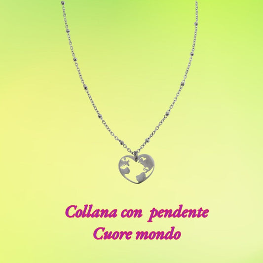 Collana pendente Cuore mondo