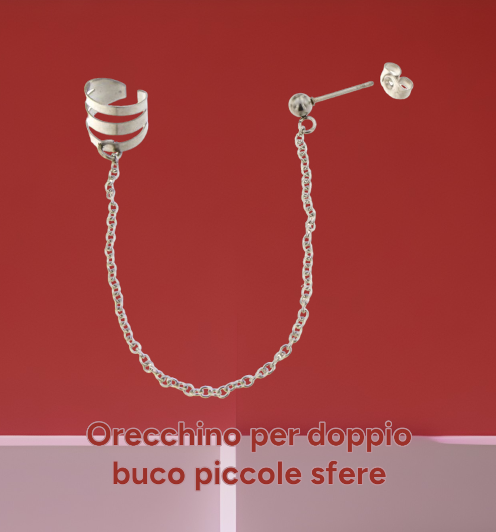 Orecchino per doppio buco piccole sfere