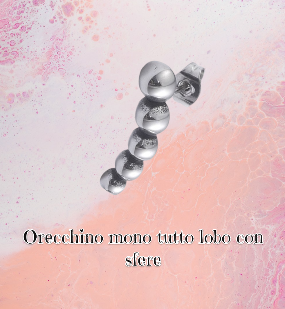 Orecchino mono tutto lobo con sfere